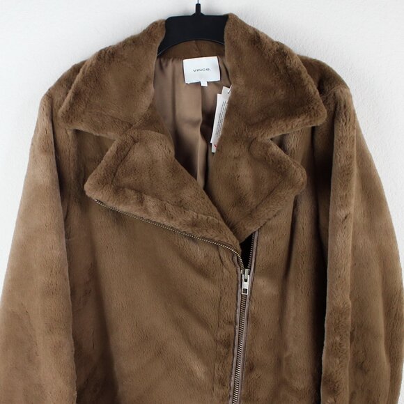 NWT Vince Faux Fur Moto Zip Jacket Coat - Picture 8 of 13
